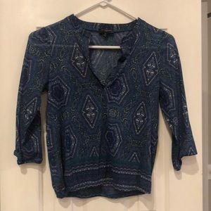 XS Printed Top with 3/4 Sleeves from The Limited